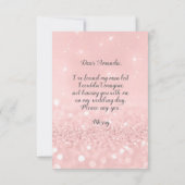 あなたはブライズメイドのグリッター グレー ドレス ピンクのベール 招待状 (裏面)