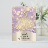 あなたはブライズメイドのラベンダーのグリッター ダイヤモンドドレスを着ますか 招待状 (スタンド正面)