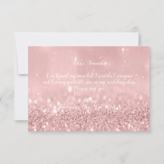 あなたはブライズメイドの輝き 赤い豆のダイヤモンドのドレス 招待状 (裏面)