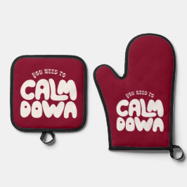 あなたはブルゴーニュを落ち着ける必要があるタイポグラフィことわざ 鍋つかみ&鍋敷きセット