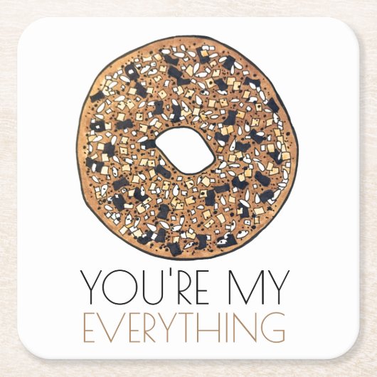 あなたはマイオールバゲルブレックファーストフードラブ スクエアペーパーコースター (正面)