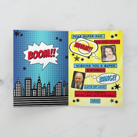 あなたはマイスーパーヒーローパパ誕生日2フォトカード カード (内部)