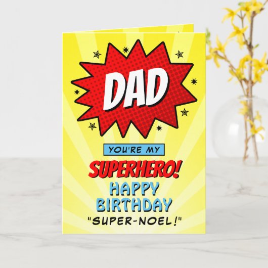 あなたはマイスーパーヒーローパパ誕生日2フォトカード カード (黄色い花)