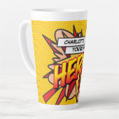 あなたはマイヒーローおもしろいレトロ漫画ブックアーポップ・アートのト カフェラテマグ (左アングル)