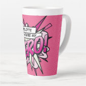 あなたはマイヒーローおもしろいレトロ漫画ブックアーポップ・アートのト カフェラテマグ (右アングル)