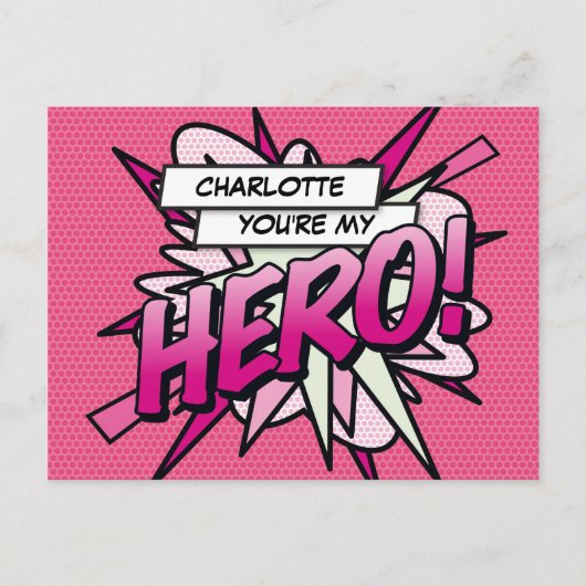 あなたはマイヒーローおもしろいレトロ漫画ブックアーポップ・アートのト ポストカード (正面)