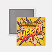 あなたはマイヒーローおもしろいレトロ漫画ブックアーポップ・アートのト マグネット (正面/裏面)