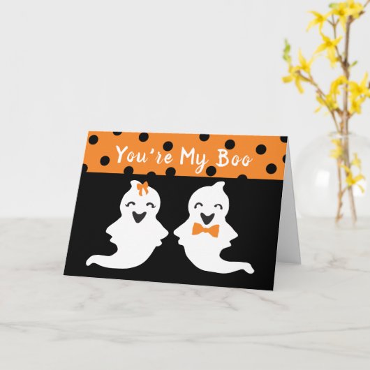 あなたはマイブカワイイ幽霊ハロウィン水玉模様 カード (黄色い花)