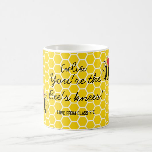 あなたはミツバチひざ黄色のビーズコーヒー コーヒーマグカップ (中央)