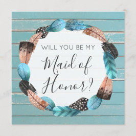 あなたはメイド・オブ・オーナー（花嫁付き添い人）ボホ素朴フェザーになる 招待状