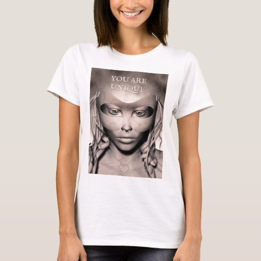 あなたはユニークです。仮面を付けた女性 Tシャツ (正面)