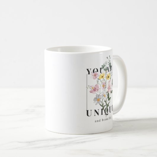 あなたはユニークフローラスローガンだ コーヒーマグカップ (正面右)