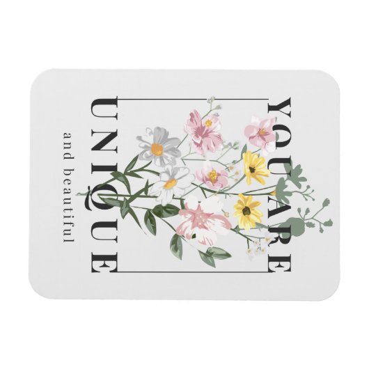 あなたはユニークフローラスローガンだ マグネット (横)