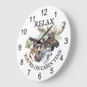 あなたはリラックスキャビン時間森林動物 ラージ壁時計 (傾斜)