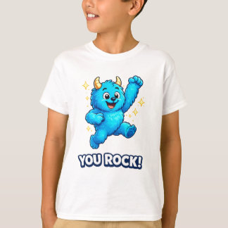 あなたはロック 青いモンスタージャンピングお祝い Tシャツ