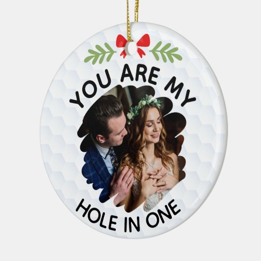 あなたはロマンチックな一つの中の私の穴の写真とカスタムして セラミックオーナメント (左)