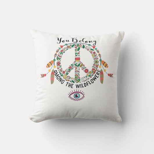 あなたはワイルドフラワーのヒッピーのフローラの中に属している クッション (正面)