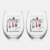 あなたはワインガラスセットを有するとワインが飛ぶおもしろい ステムなしワイングラス (正面)