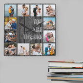 あなたはワン引用文12フォトグレーウッド スクエア壁時計