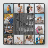 あなたはワン引用文12フォトグレーウッド スクエア壁時計 (正面)