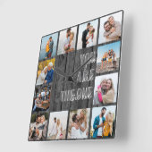 あなたはワン引用文12フォトグレーウッド スクエア壁時計 (傾斜)