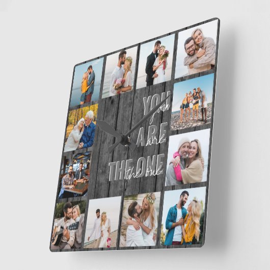 あなたはワン引用文12フォトグレーウッド スクエア壁時計 (傾斜)