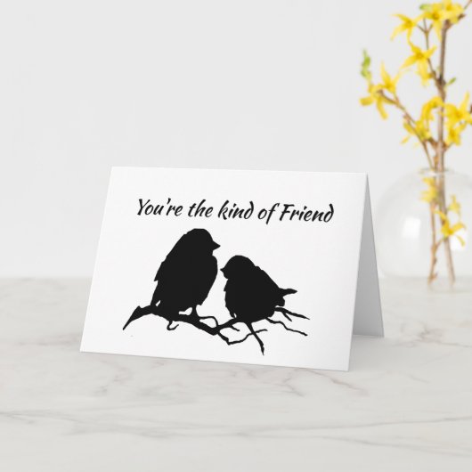 あなたは一種の友人のかわいい鳥のシルエットの芸術 カード (黄色い花)