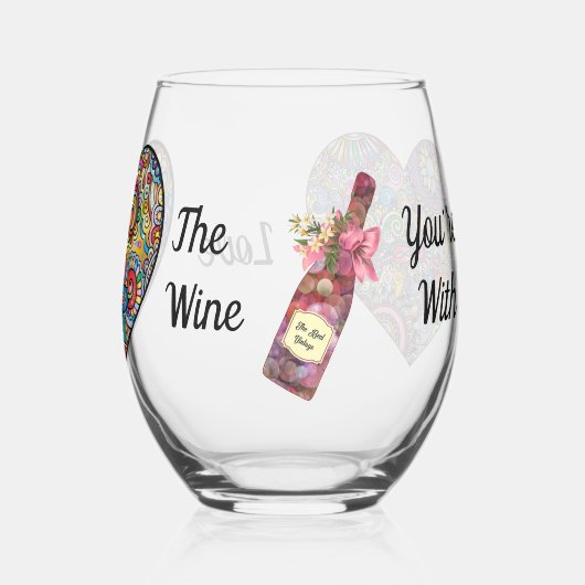 あなたは一緒にワインを愛する – ロックグラスまたは ステムなしワイングラス (左)
