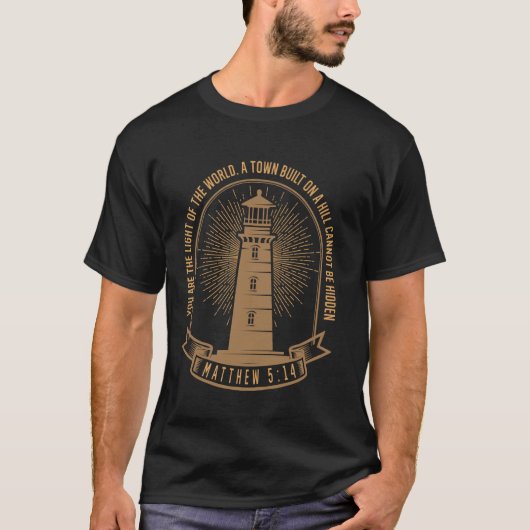 あなたは世界を照らす光、丘の上に建つ町 A H Tシャツ (正面)