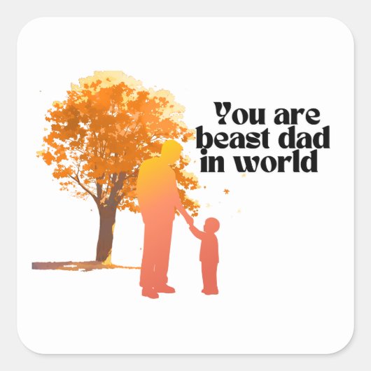 あなたは世界最高ののパパ – 心のこもったTypo スクエアシール (正面)