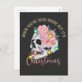 あなたは中に死んだがクリスマスの骸骨 シーズンポストカード (正面/裏面)