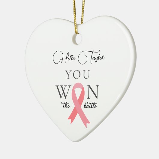あなたは乳がんとの戦いに勝った セラミックオーナメント (左)