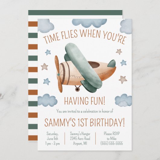 あなたは二面おもしろいを有すると時間が経つ誕生日 招待状 (正面/裏面)