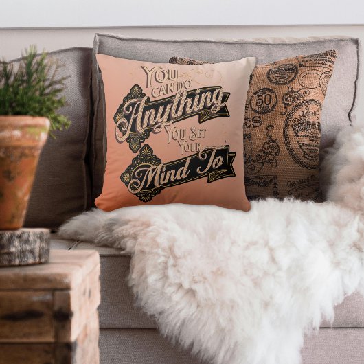 あなたは何でもできる引用文テラコッタピンク クッション