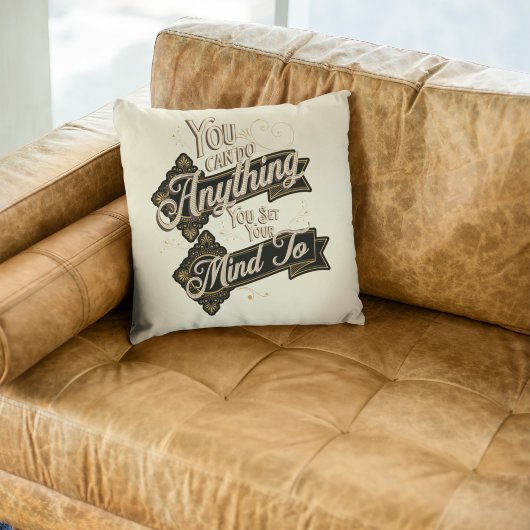 あなたは何でもできる引用文Brown Beige クッション