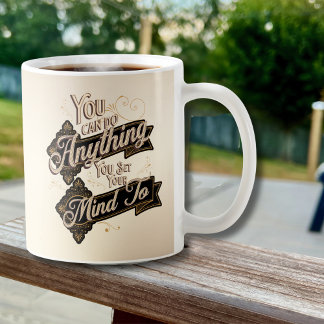 あなたは何でもできる引用文Brown Beige コーヒーマグカップ