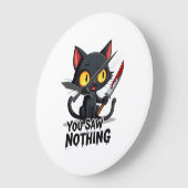 あなたは何も見なかった 黒猫 楽しいハロウィン ラージ壁時計 (傾斜)