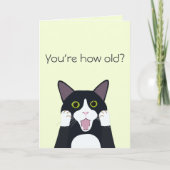 あなたは何歳おもしろいの猫が丘の誕生日を越えて カード (正面)