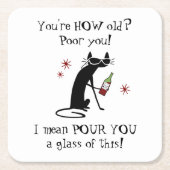 あなたは何歳？ポーユーパニーワイン引用文 スクエアペーパーコースター (正面)
