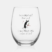 あなたは何歳？ポーユーパニーワイン引用文 ステムなしワイングラス (正面)