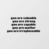 あなたは価値がある あなたは強い あなたはできる ウィンドウサイン (シート)