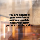 あなたは価値がある あなたは強い あなたはできる ウィンドウサイン (シート2)