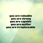 あなたは価値がある あなたは強い あなたはできる ウィンドウサイン (シート3)