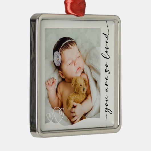 あなたは写真の記念に愛されている メタルオーナメント (右)