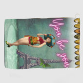 あなたは力を与えるヴィンテージの女ポップ・アートのの芸術 ゴルフタオル (横)