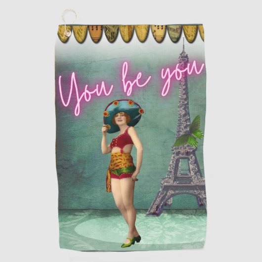 あなたは力を与えるヴィンテージの女ポップ・アートのの芸術 ゴルフタオル (正面)