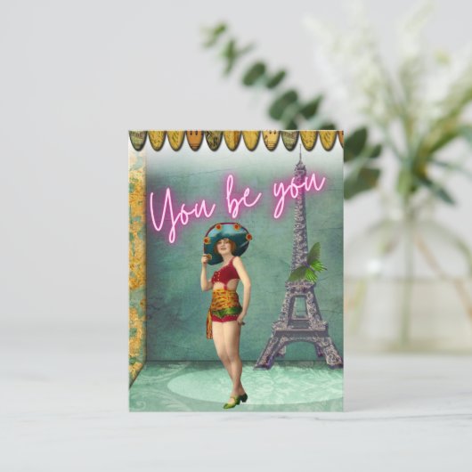 あなたは力を与えるヴィンテージの女ポップ・アートのの芸術 ポストカード (スタンド正面)