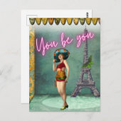 あなたは力を与えるヴィンテージの女ポップ・アートのの芸術 ポストカード (正面/裏面)