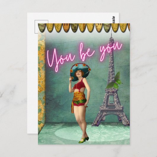 あなたは力を与えるヴィンテージの女ポップ・アートのの芸術 ポストカード (正面/裏面)