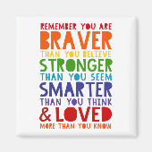 あなたは勇敢で、強く、愛され頭が切れるていることを思い出す マグネット (正面)